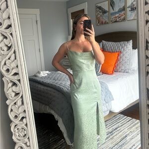 Le Lis Mint Green Maxi Dress with Spaghetti Straps